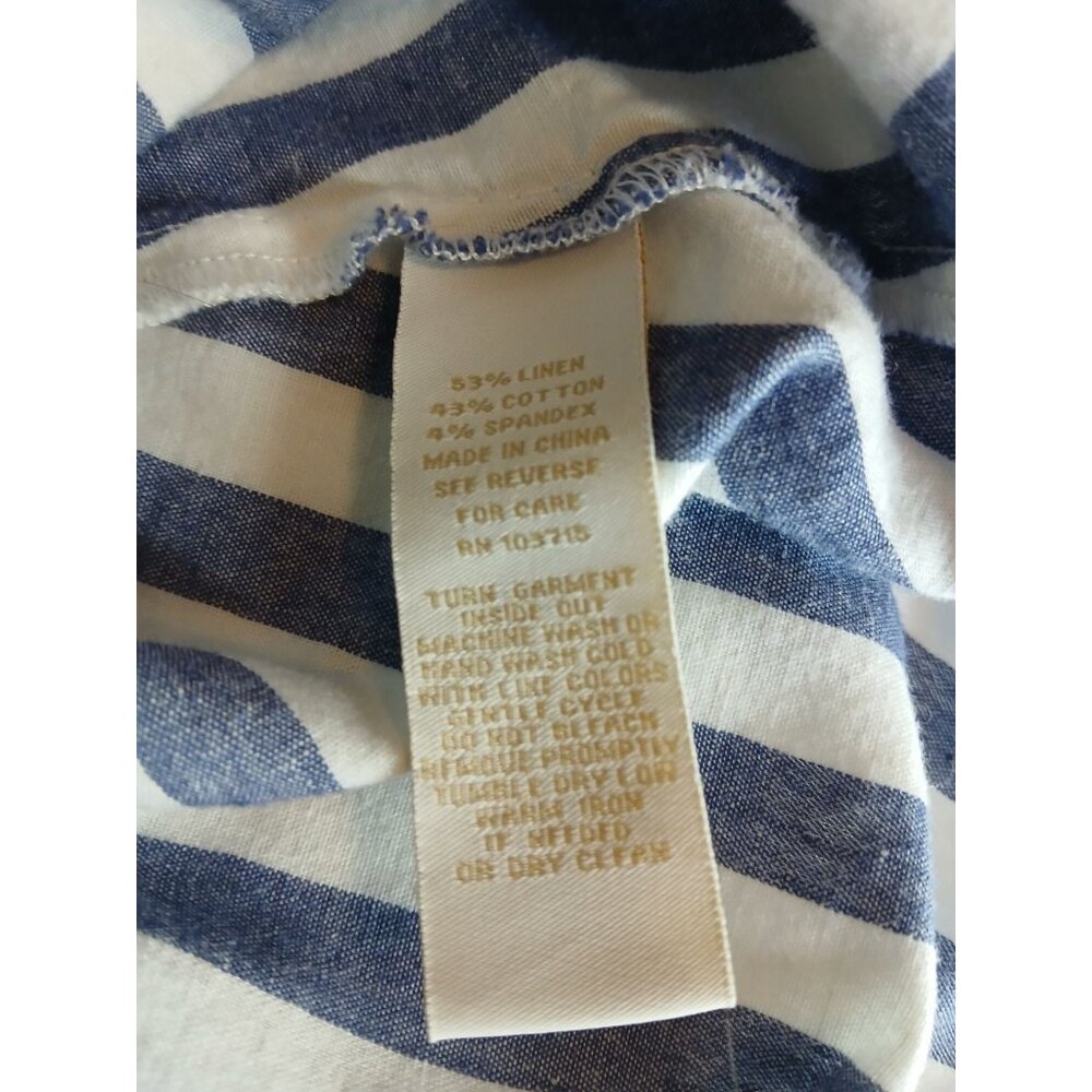 Hope Harlow Sleeveless Blue White Striped Tunic Top Dress Size 6 Trapeze Linen B - Picture 13 of 14